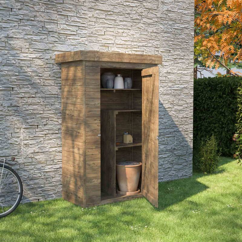 Armoire de jardin en bois traité à toit plat avec plancher Théo - Image 3