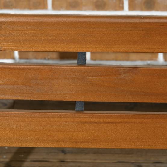 Banc 2 places, pour jardin et terrasse, en fonte d'aluminium et bois naturel, 120 x 57 x 70 cm, marron - Image 8