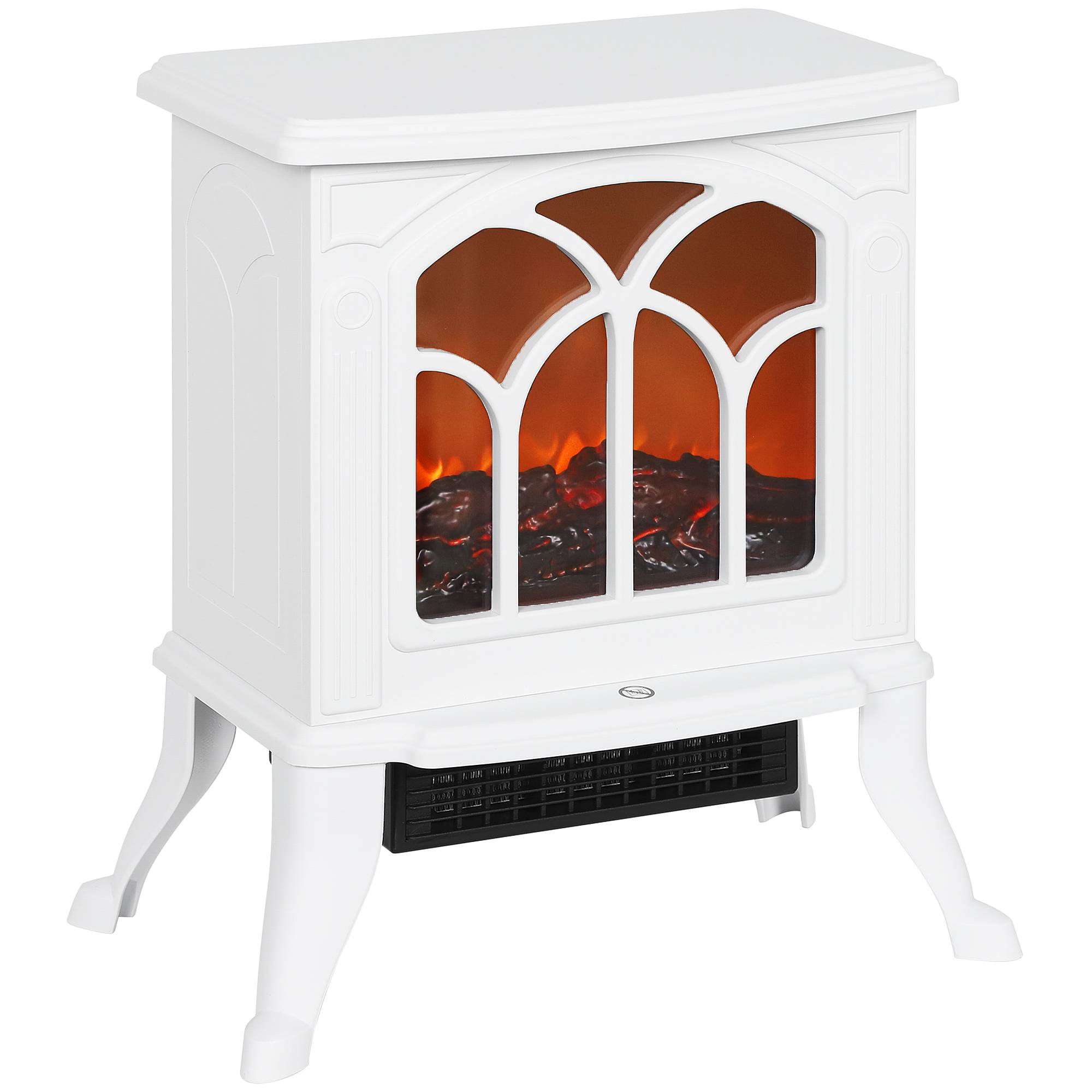 Cheminée électrique sur pied 750/1500 W, fausse cheminée décorative avec effet flamme LED, 37,3 x 23,1 x 44 cm, blanc - Image 1