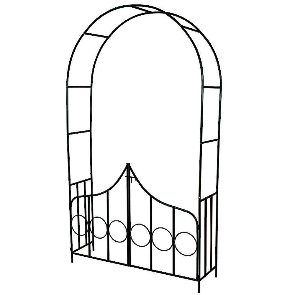 Helloshop26 - Arche arceau rosier treillis de jardin support 240 cm pour plantes grimpantes avec portillons - Imagen 1