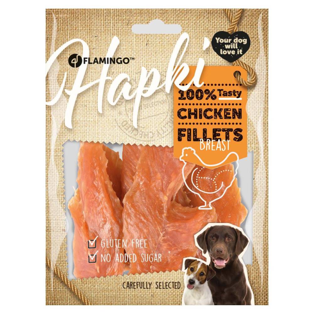 Friandise filet de poitrine de  poulet séché Hapki BBQ pour chien 170 g sans gluten - Imagen 2