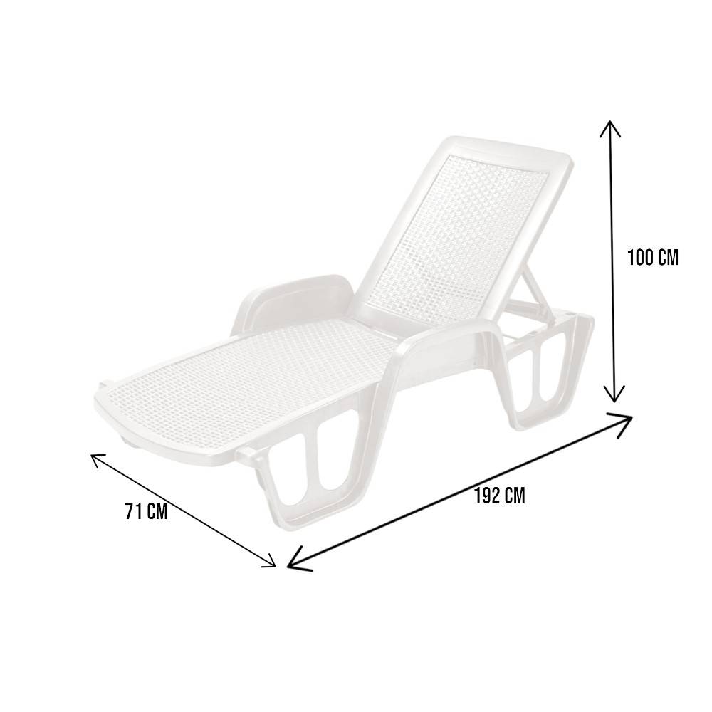 Dmora - Bains de soleil Milano, Chaise longue de jardin réglable avec accoudoirs, Chaise longue d'extérieur, 100% Made in Italy, 192x71h100 cm, Blanc - Dmora - Imagen 3