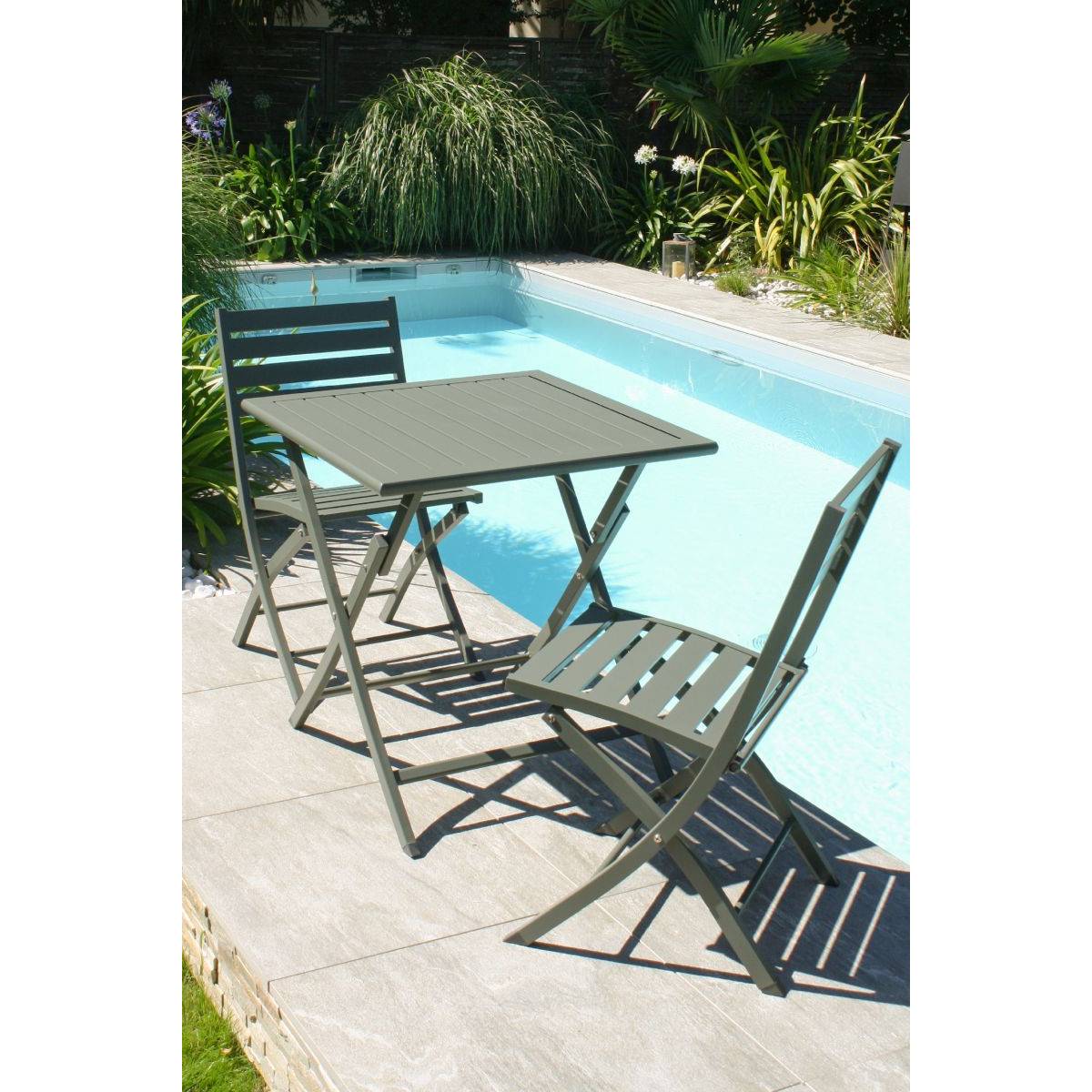 City Garden - Chaise de jardin pliante en aluminium - Kaki - MARIUS - Imagen 6