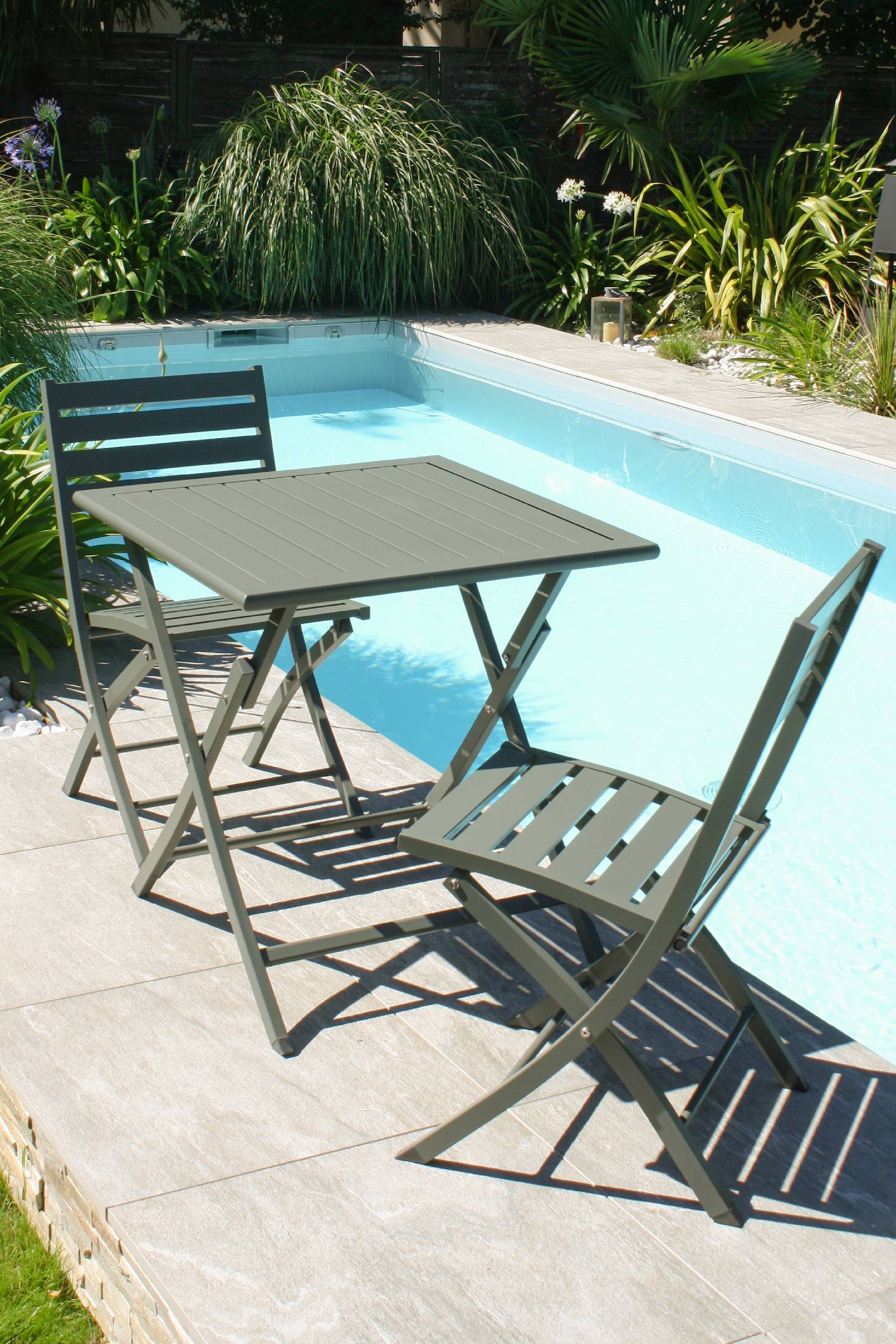 City Garden - Chaise de jardin pliante en aluminium - Kaki - MARIUS - Imagen 2