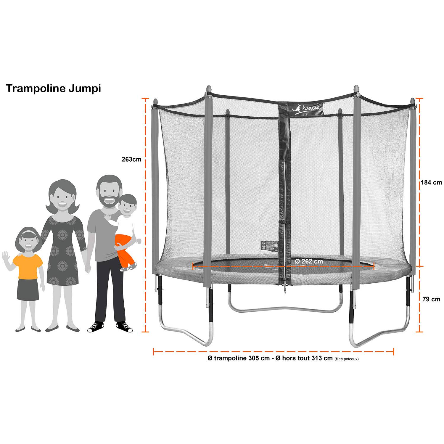 Kangui - Trampoline jardin Ø 300 cm + échelle + kit d'ancrage - JUMPI 300 - Noir/Vert Kangui - Image 4