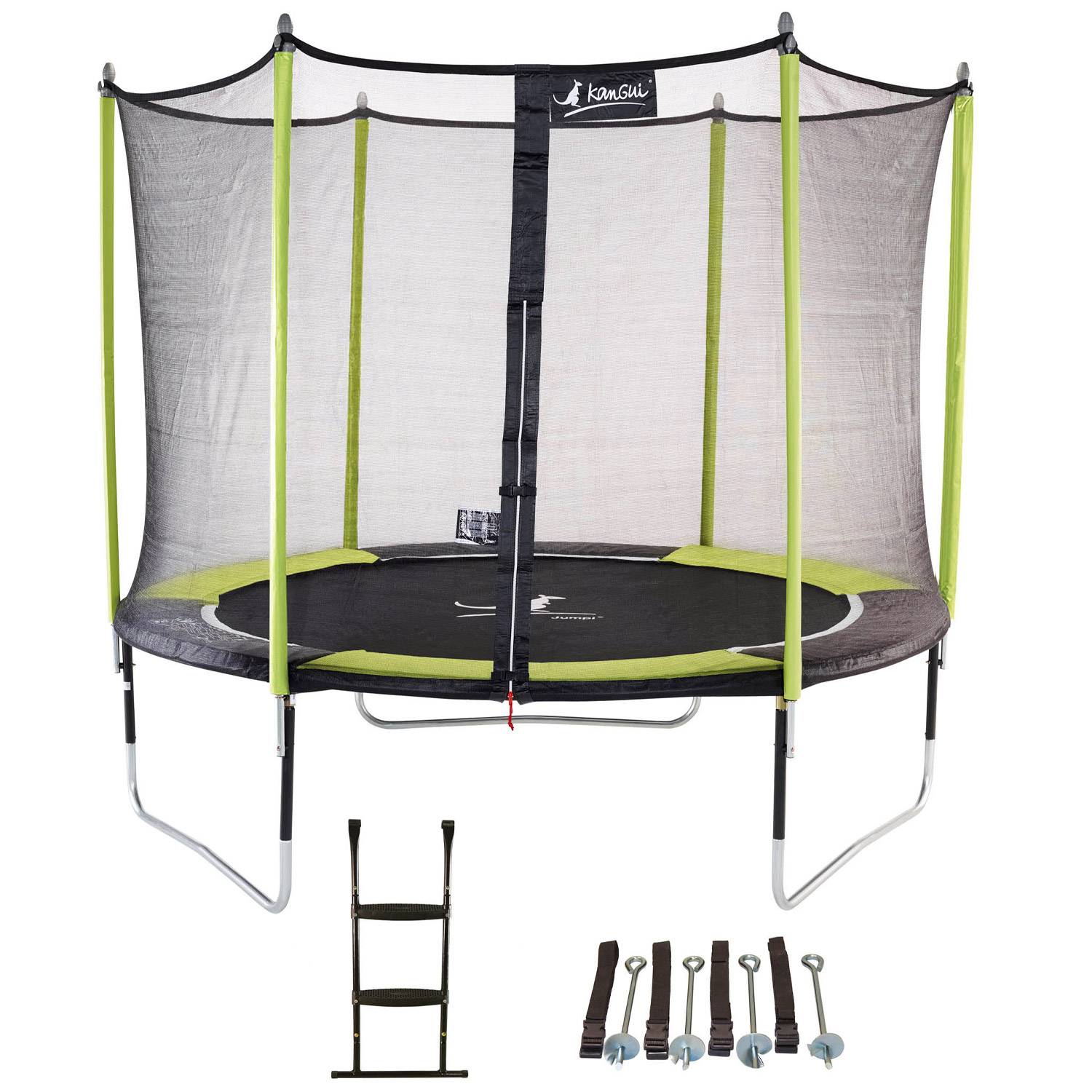 Kangui - Trampoline jardin Ø 300 cm + échelle + kit d'ancrage - JUMPI 300 - Noir/Vert Kangui - Image 1