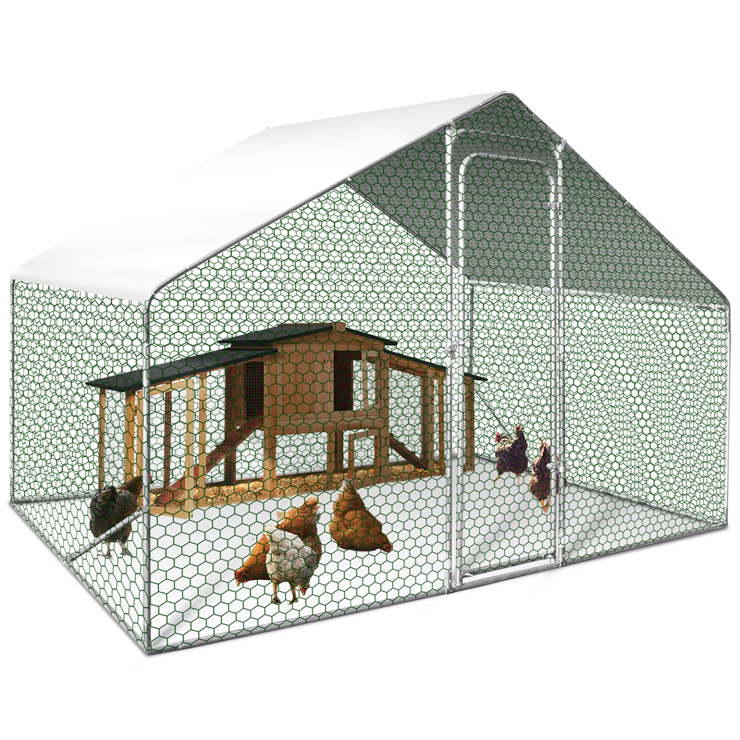 Enclos poulailler 6 m² – 3×2×2 m, acier galvanisé, bâche waterproof – IDMARKET - Image 2