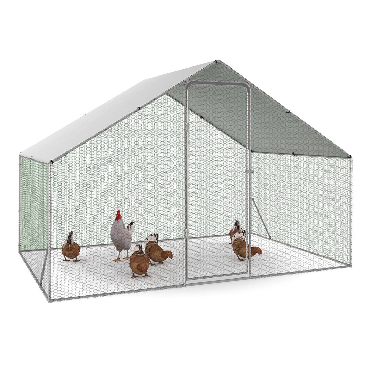 Enclos poulailler 6 m² – 3×2×2 m, acier galvanisé, bâche waterproof – IDMARKET - Image 9
