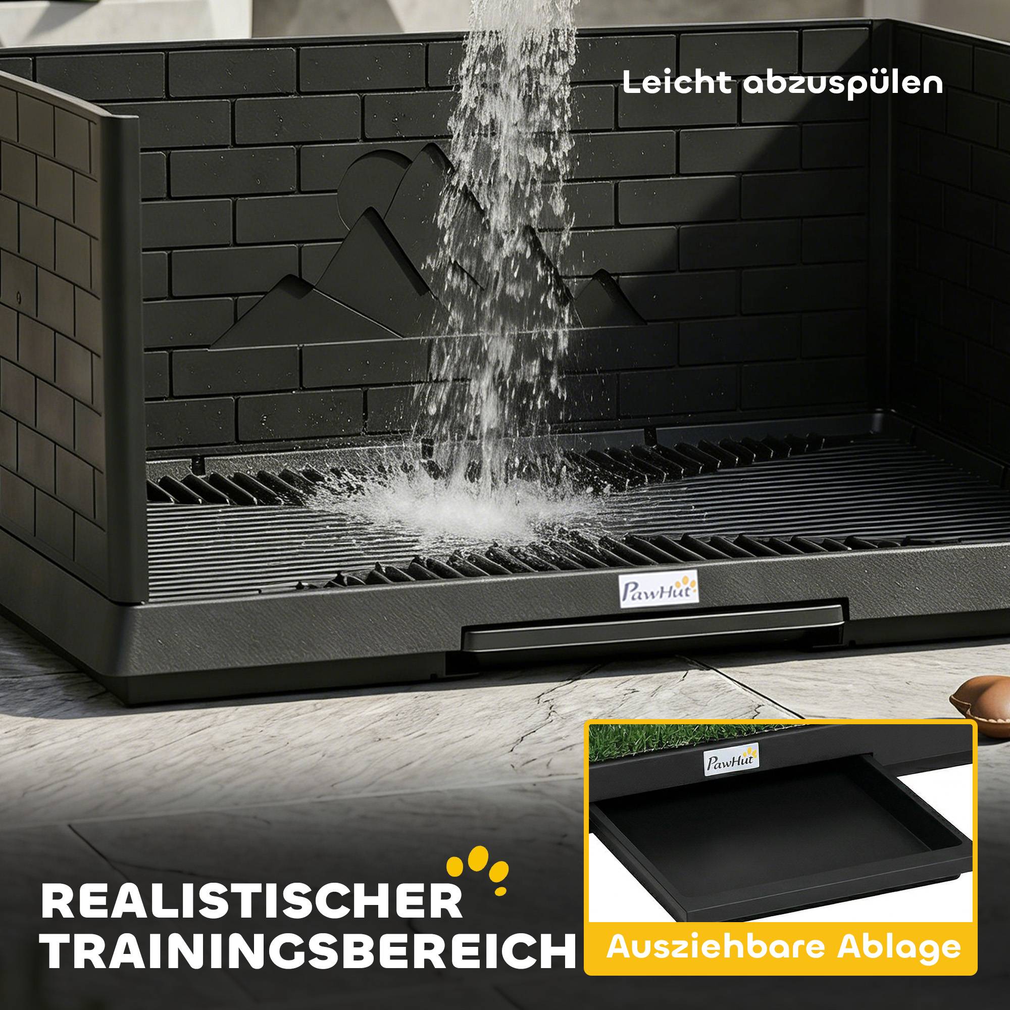 ComfortXL - Toilette pour chien PE 75 x 51 cm noire intérieur balcon avec gazon drainage et bac coulissant anti-éclaboussures - Image 6