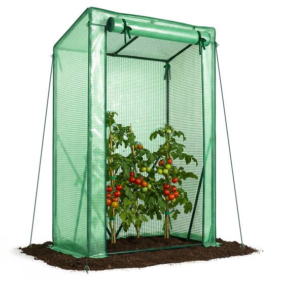 Serre de jardin Serre tomates avec grande porte enroulable bache PE renforcee 135g/m2 100x50x150cm Vert - Image 1