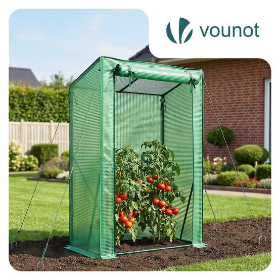 Serre de jardin Serre tomates avec grande porte enroulable bache PE renforcee 135g/m2 100x50x150cm Vert - Image 4