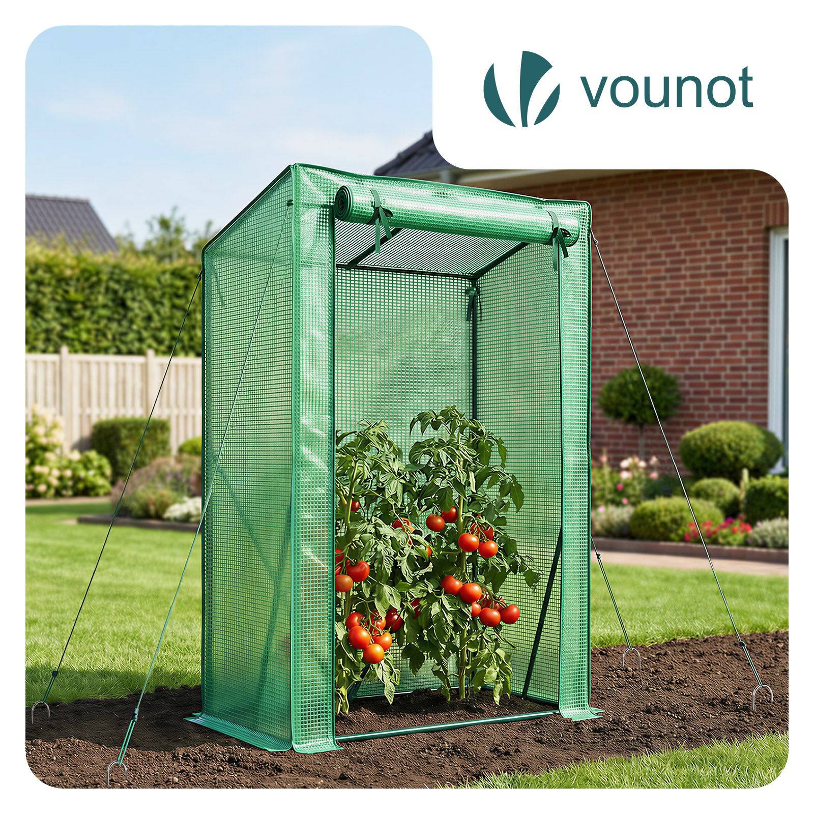 Serre de jardin Serre tomates avec grande porte enroulable bache PE renforcee 135g/m2 100x50x150cm Vert - Image 4