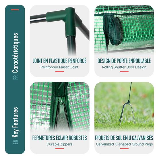 Serre de jardin Serre tomates avec grande porte enroulable bache PE renforcee 135g/m2 100x50x150cm Vert - Image 5