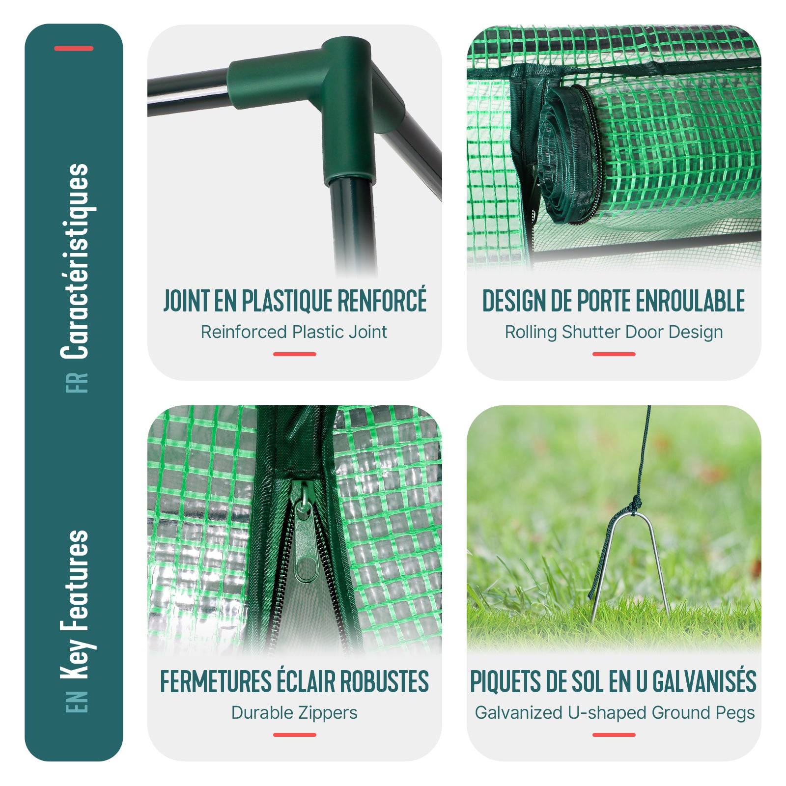 Serre de jardin Serre tomates avec grande porte enroulable bache PE renforcee 135g/m2 100x50x150cm Vert - Image 5
