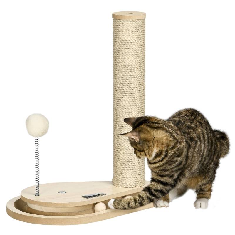 Petit Arbre à Chat en Jute pour Chaton avec Circuit à Balles et Jouets 40 cm Chêne - ComfortXL Outdoor Living - Image 2