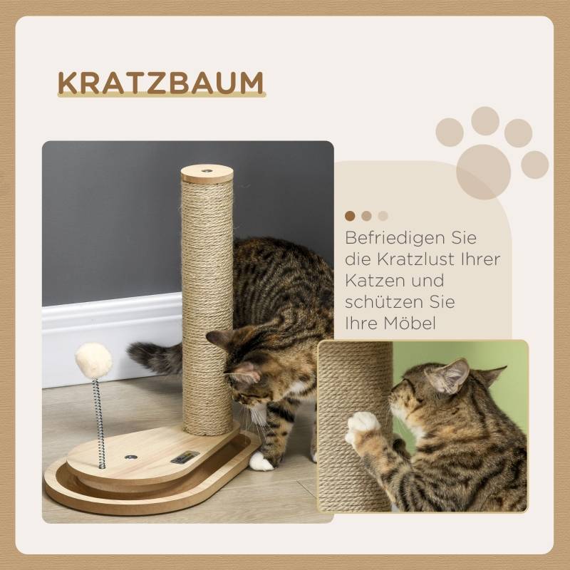 Petit Arbre à Chat en Jute pour Chaton avec Circuit à Balles et Jouets 40 cm Chêne - ComfortXL Outdoor Living - Image 5