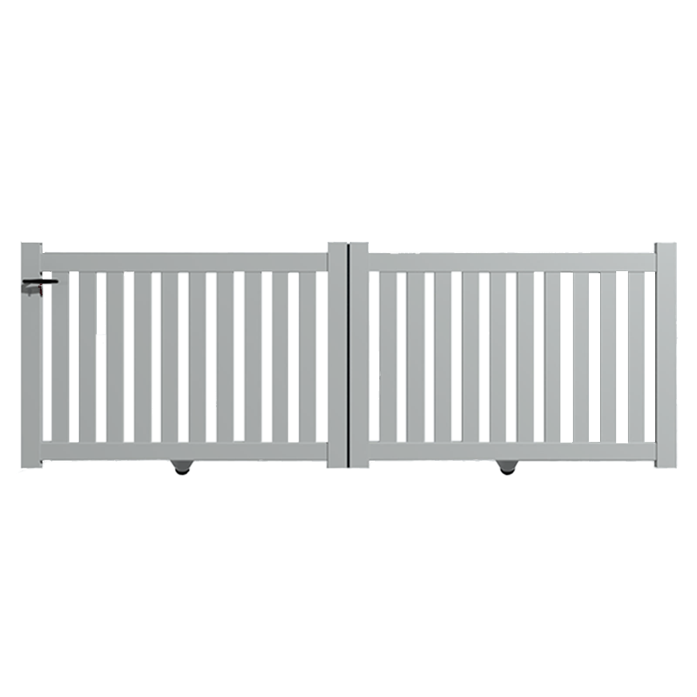 Portail Packit - Portail alu coulissant ajouré en kit dim. L.3500 (entre piliers) X H.1200 mm  Gris Lumière (RAL 7035)