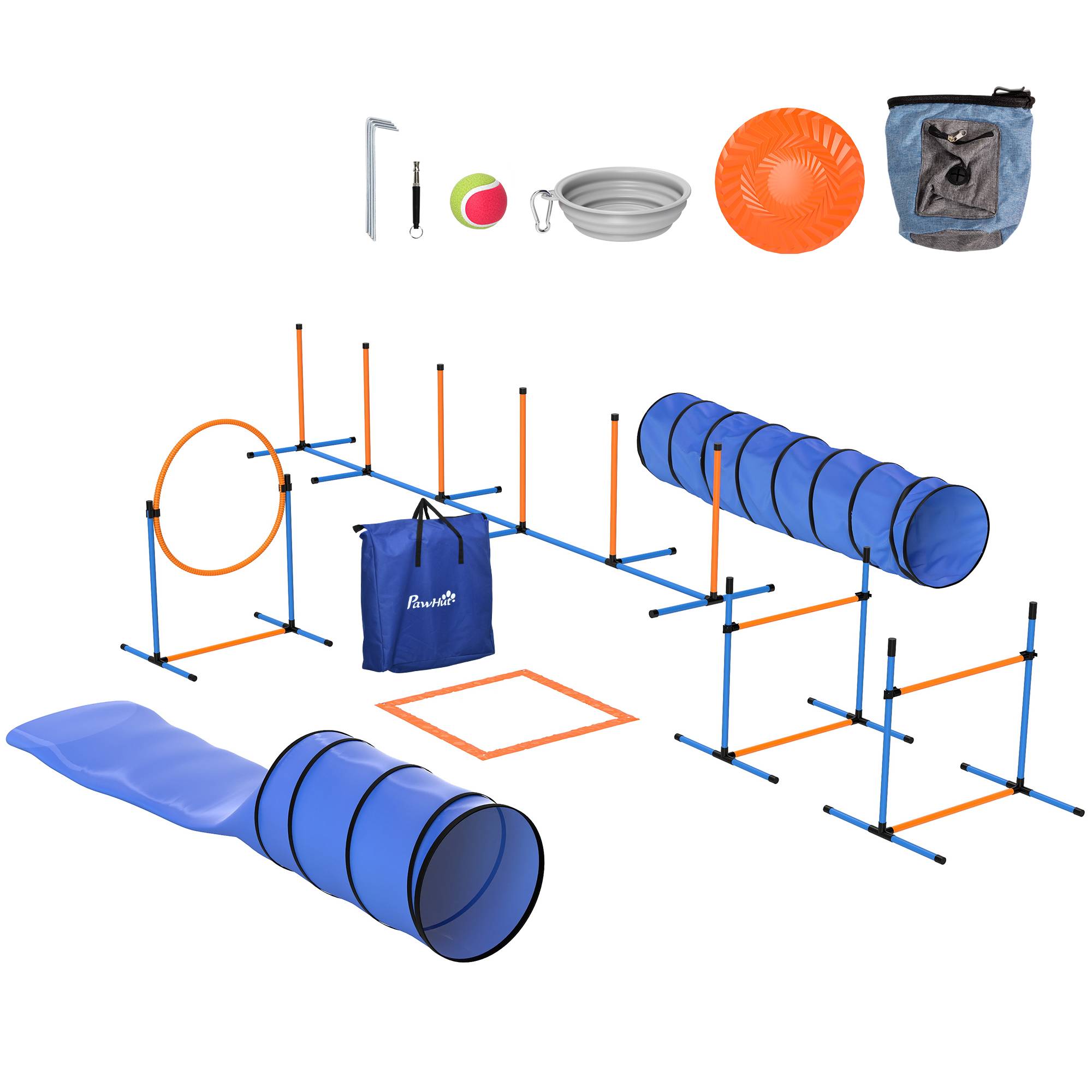 Kit d'agilité pour chien polyester et plastique orange et bleu 350 x 68 x 70 cm - PANGIVO - Image 1