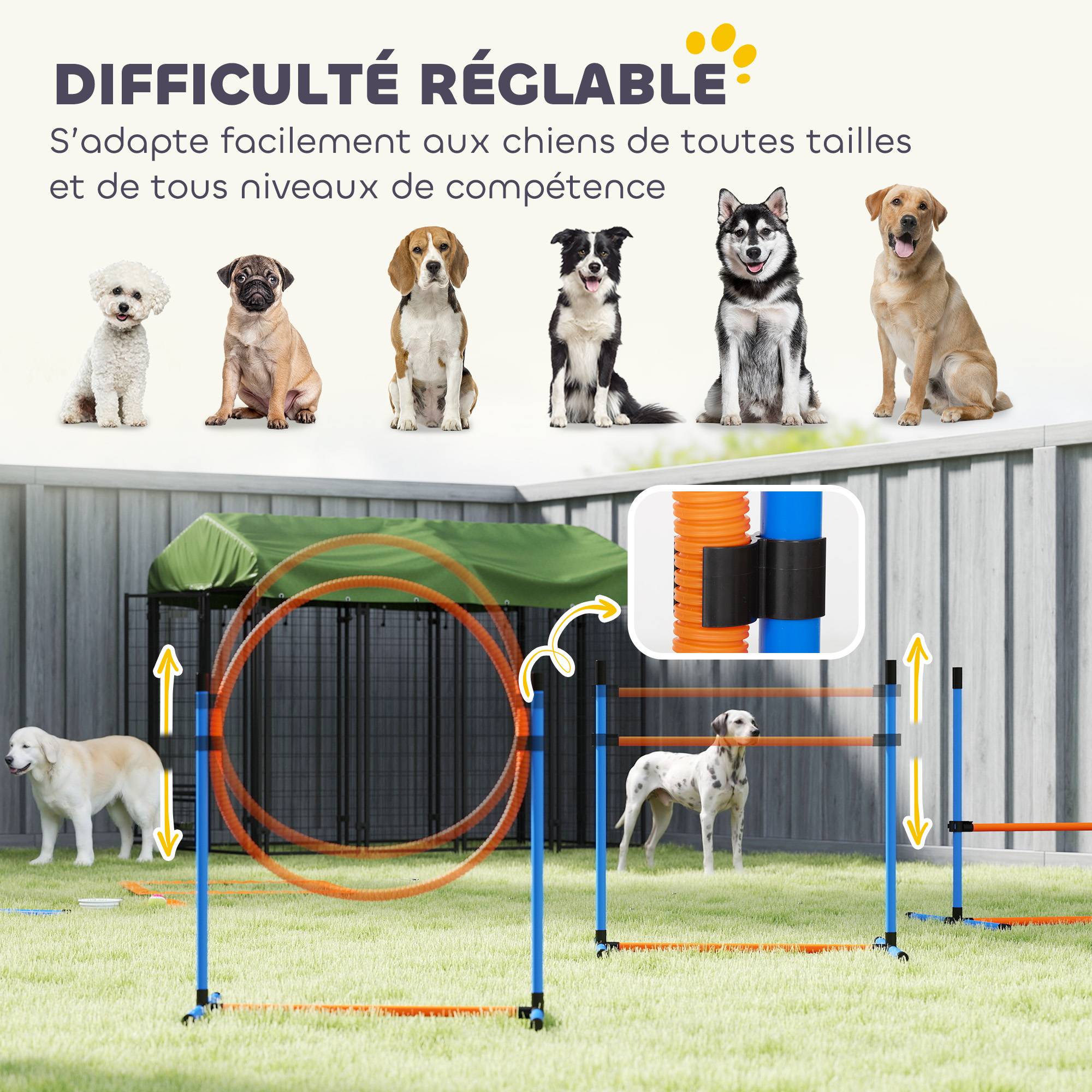 Kit d'agilité pour chien polyester et plastique orange et bleu 350 x 68 x 70 cm - PANGIVO - Image 8