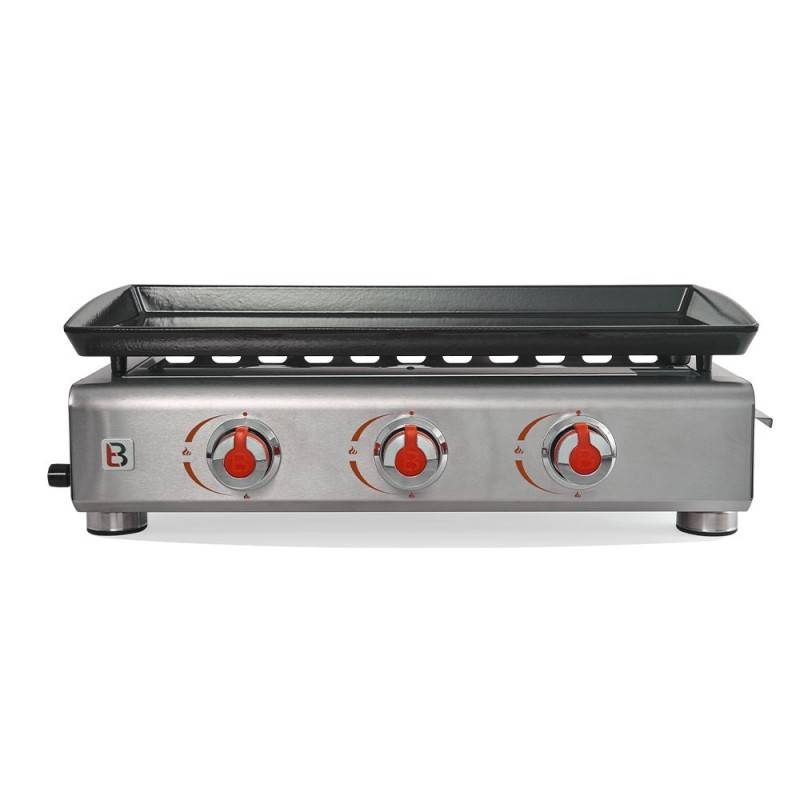 Brasero - Plancha Silvia II Inox 3 feux Brasero - BRASERO - Plaque en fonte 67 x 34 cm - 3 brûleurs - Jusqu'à 10 convives - 7,5 kW - Imagen 2
