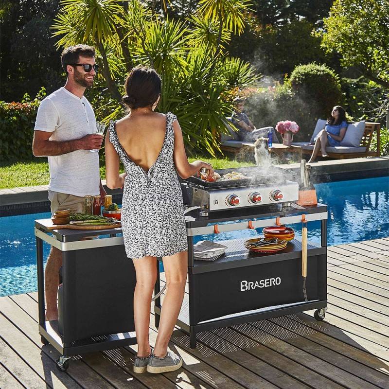 Brasero - Plancha Silvia II Inox 3 feux Brasero - BRASERO - Plaque en fonte 67 x 34 cm - 3 brûleurs - Jusqu'à 10 convives - 7,5 kW - Imagen 3