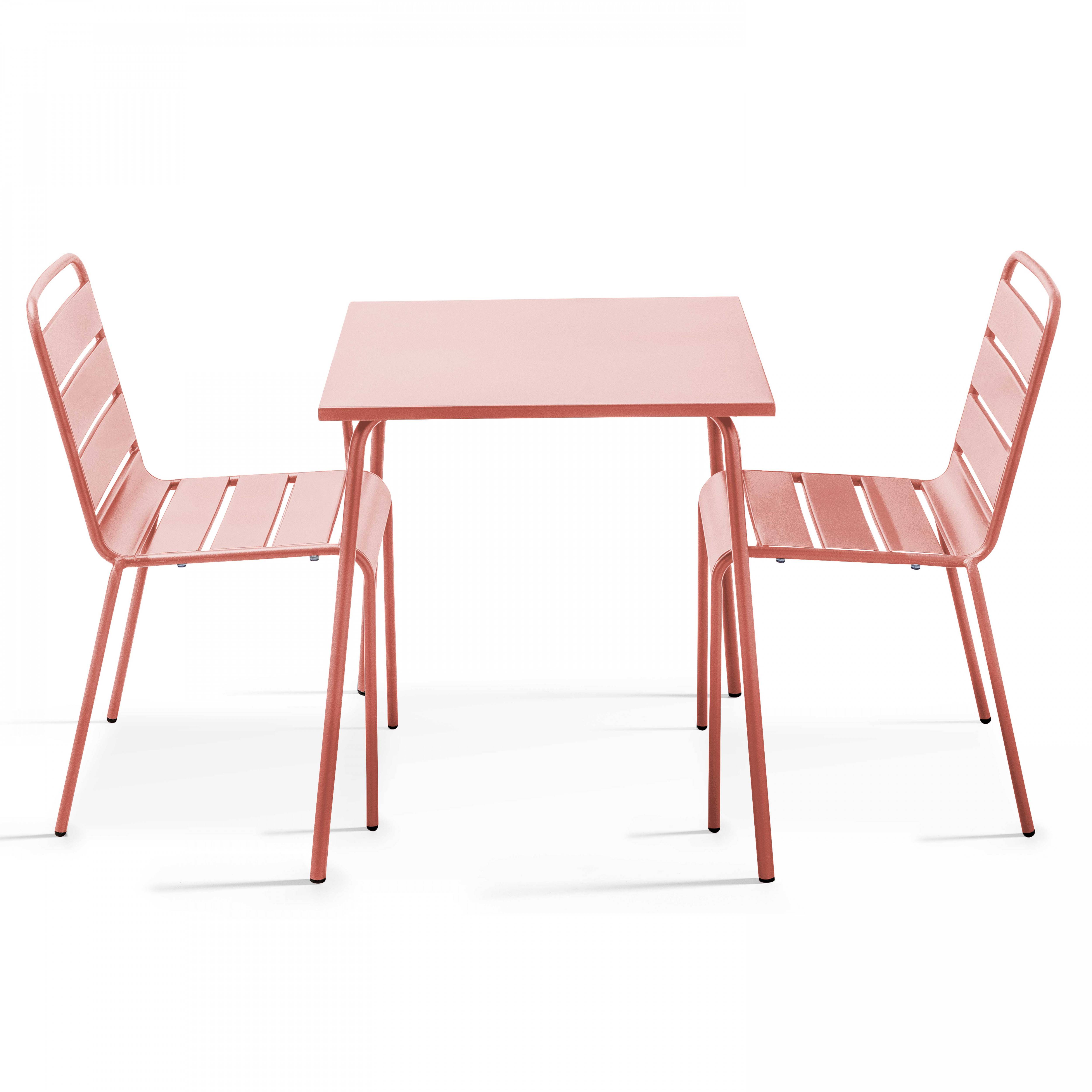 Oviala - Ensemble table de jardin carrée et 2 chaises acier argile Palavas - Oviala - Imagen 1