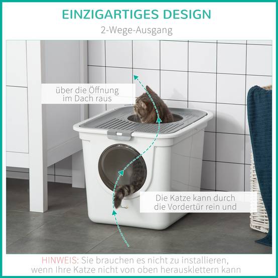 Maison de toilette plastique blanc et gris 44 x 55 x 39 cm - PANGIVO - Image 8