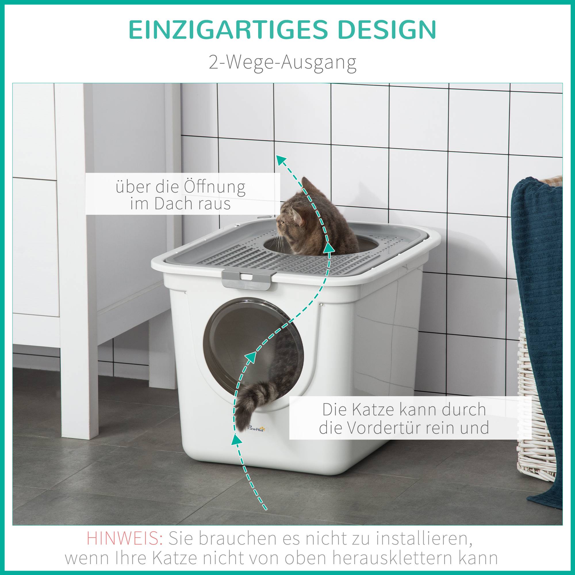 Maison de toilette plastique blanc et gris 44 x 55 x 39 cm - PANGIVO - Image 8
