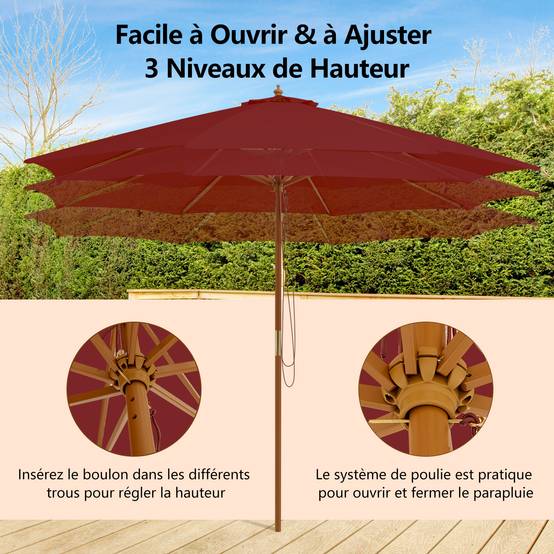 Parasol Droit Outsunny Rond Grande Taille De Jardin 3,25 X 2,5H M Bois De Bambou Beige | France Parasol Vert Parasol Droit Outsunny Rond Grande Taille De Jardin 3,25 X 2,5H M Bois De Bambou Beige | France Parasol Vert