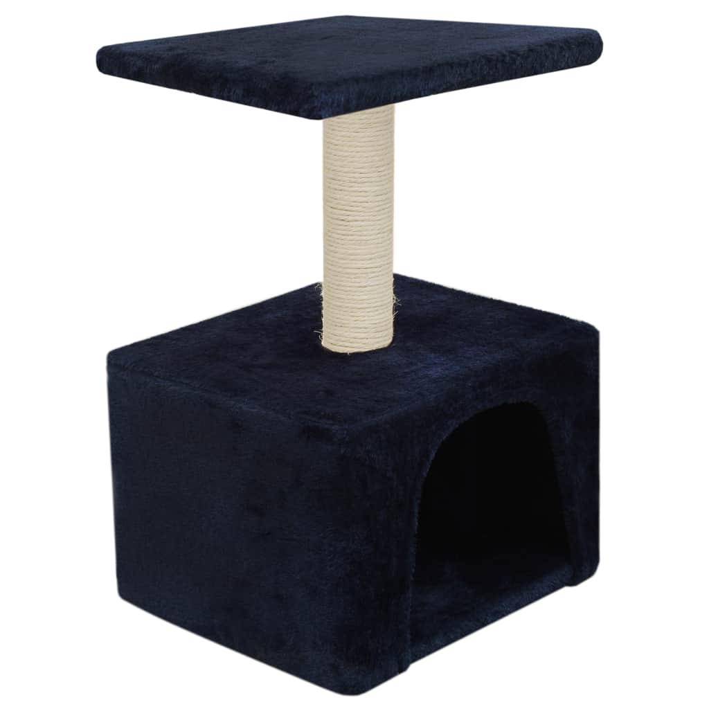 Helloshop26 - Arbre à chat griffoir grattoir niche jouet animaux peluché en sisal 55 cm bleu foncé - Imagen 4