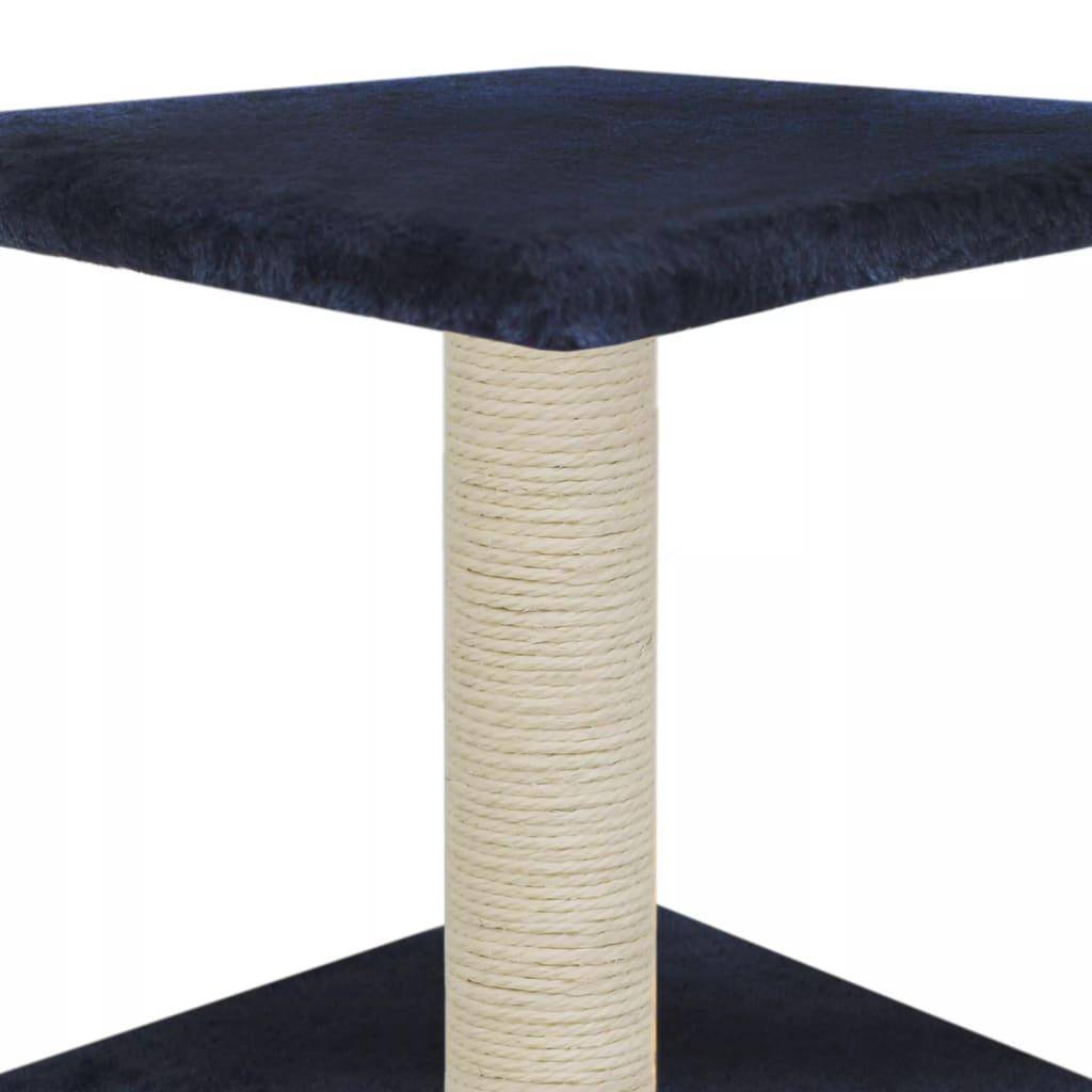 Helloshop26 - Arbre à chat griffoir grattoir niche jouet animaux peluché en sisal 55 cm bleu foncé - Imagen 6