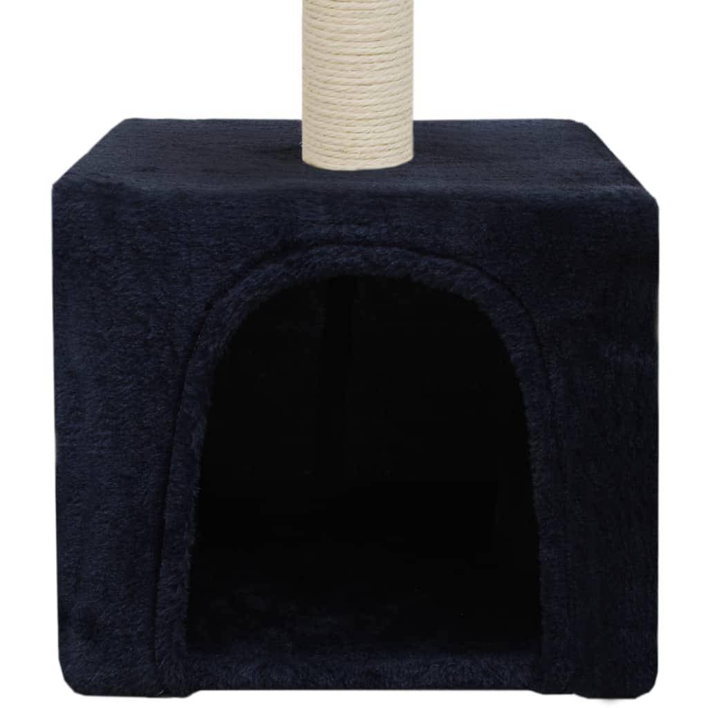 Helloshop26 - Arbre à chat griffoir grattoir niche jouet animaux peluché en sisal 55 cm bleu foncé - Imagen 5