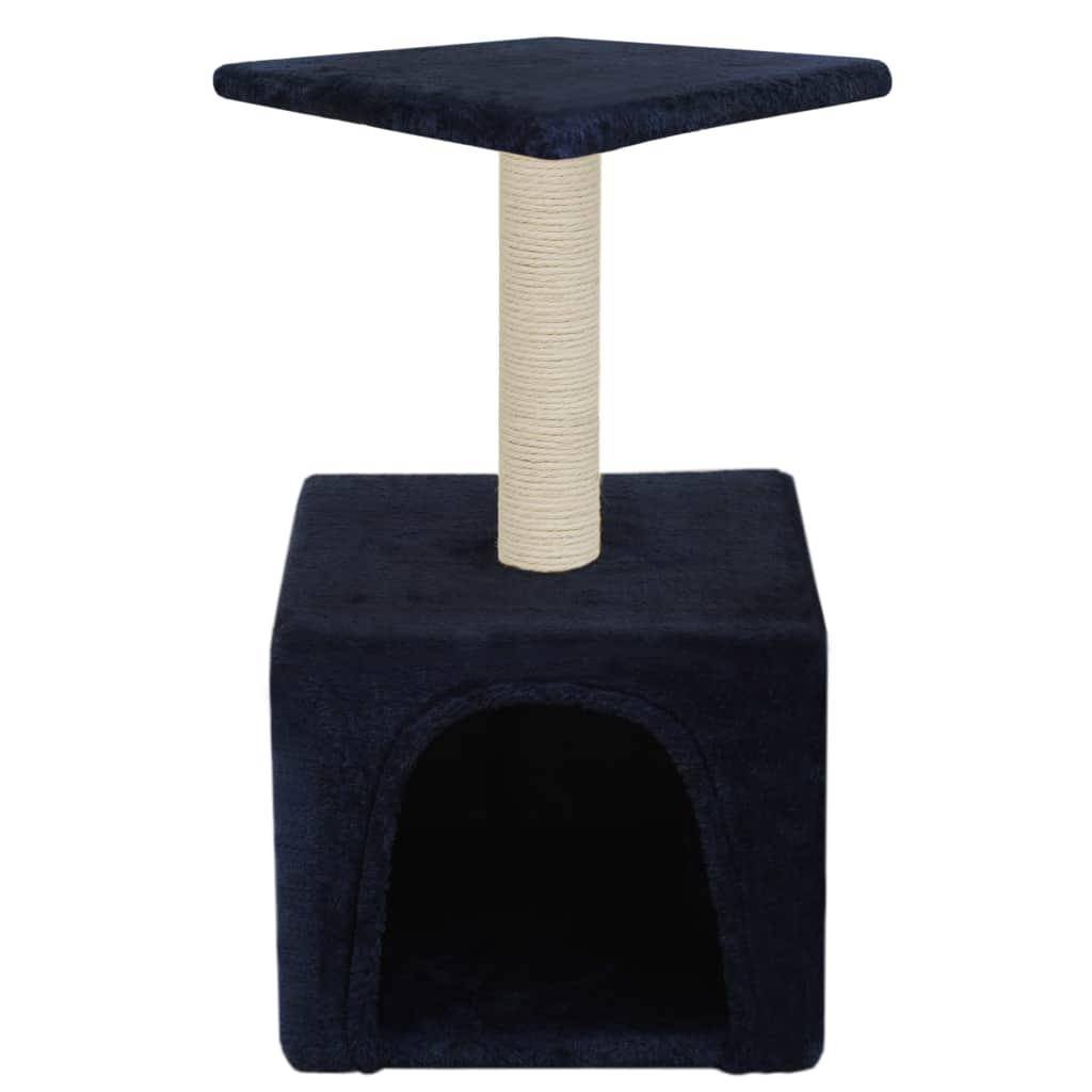 Helloshop26 - Arbre à chat griffoir grattoir niche jouet animaux peluché en sisal 55 cm bleu foncé - Imagen 3