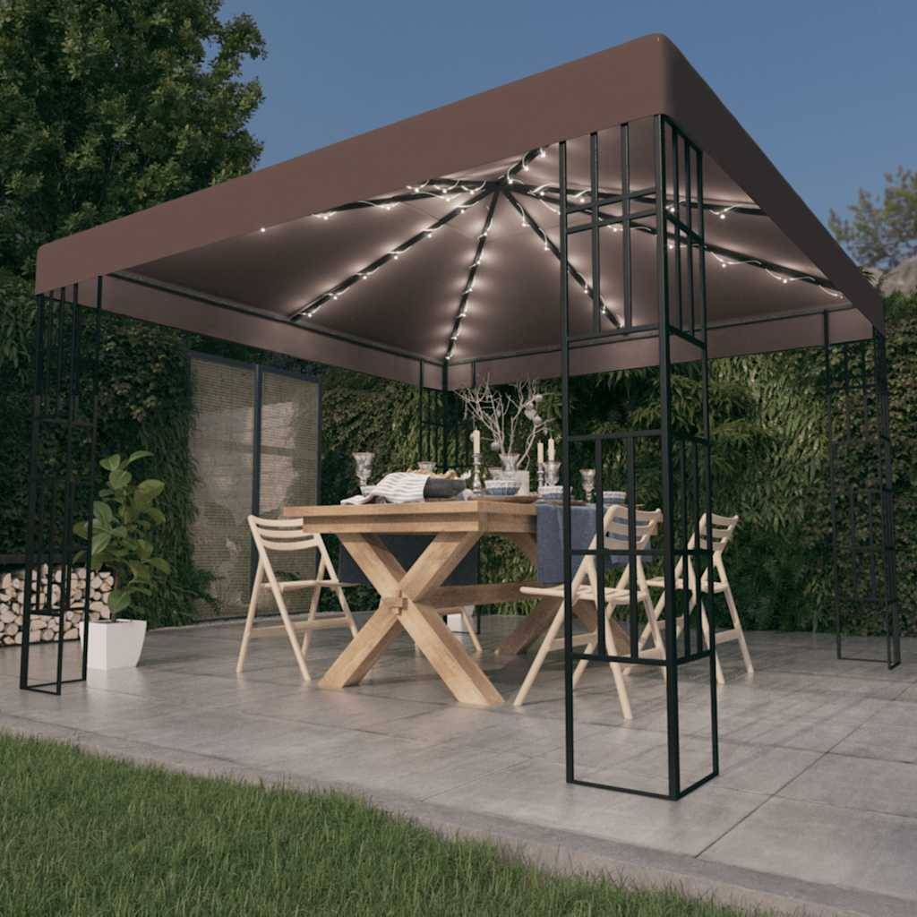 Tonnelle Aluminium Taupe avec LED 3 x 3 x 2.6 m - PANGIVO - Image 1