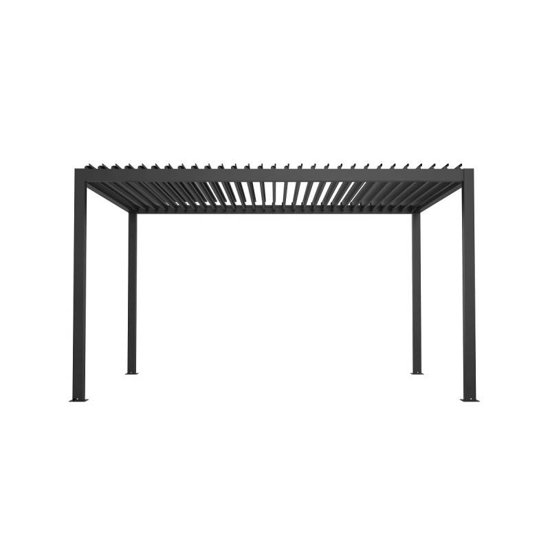 Pergola bioclimatique motorisée 12m² aluminium anthracite X-Metal avec drainage - Image 3