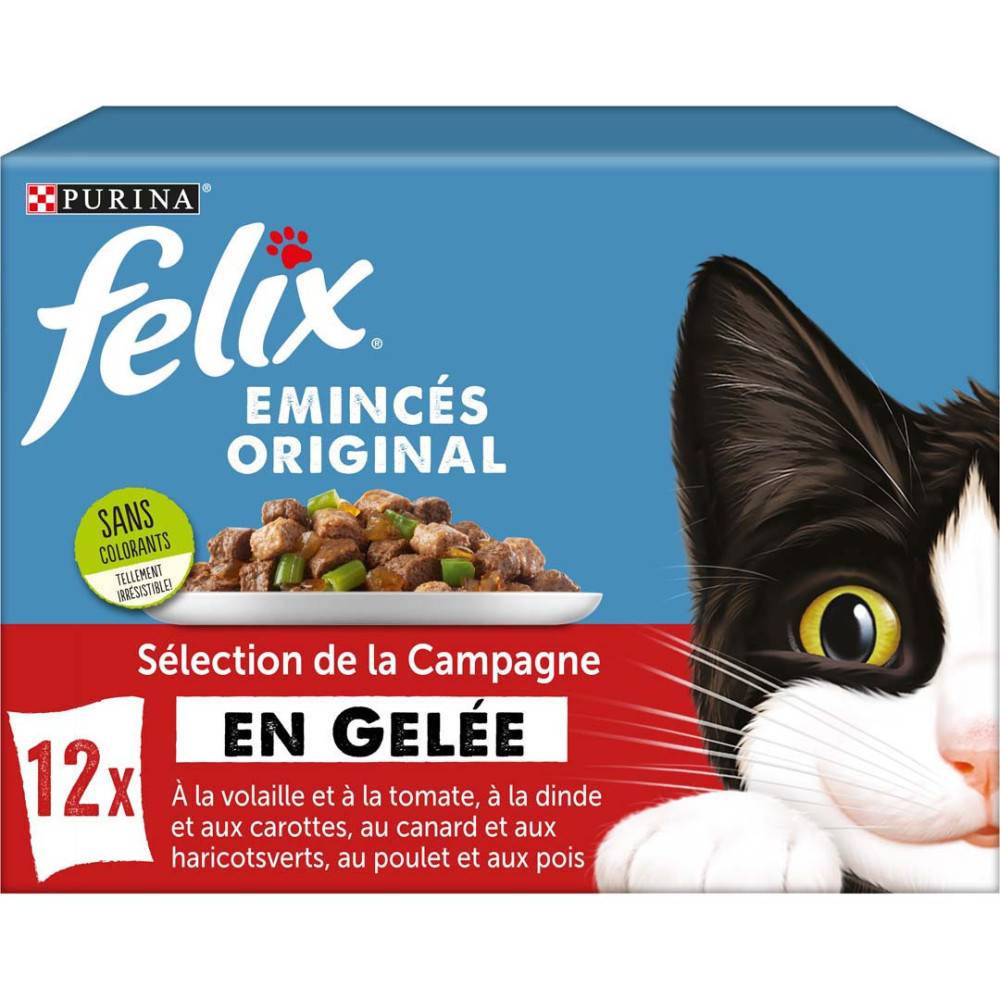 Purina One - Purina - 12 Sachets de 85g  d'Émincés en Gelée pour chat - Sélection de la Campagne FELIX