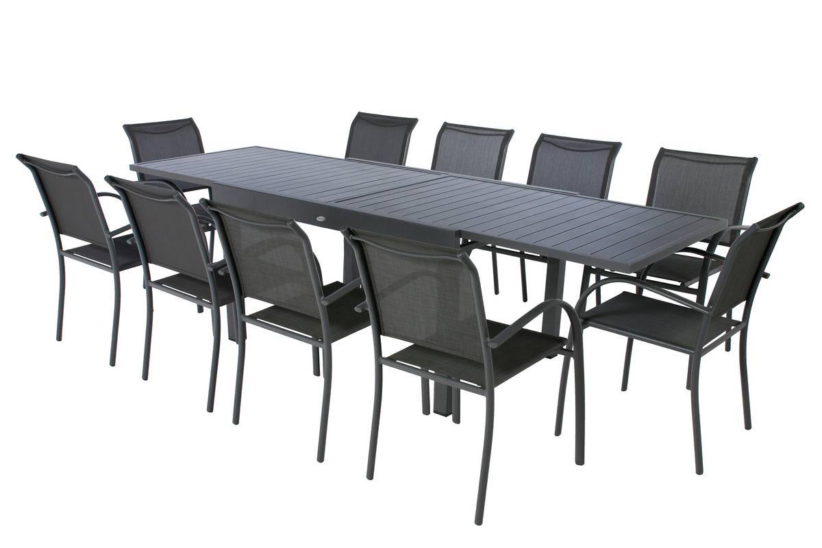 Hesperide - Table de jardin extensible "Piazza" graphite 10 places en aluminium traité époxy Hespéride - Image 4