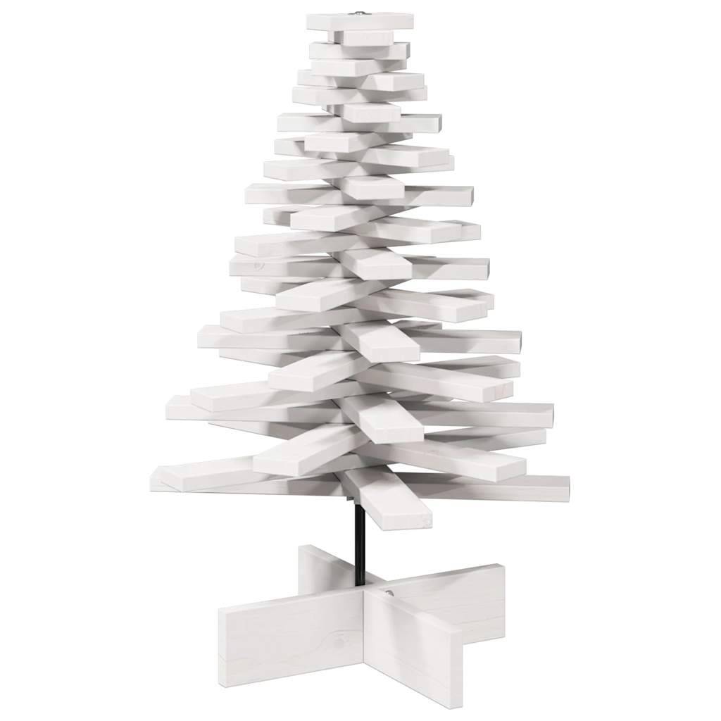 Sapin de Noël en bois massif de pin rotatif pour décoration 80 cm Blanc – ComfortXL Outdoor Living - Image 2