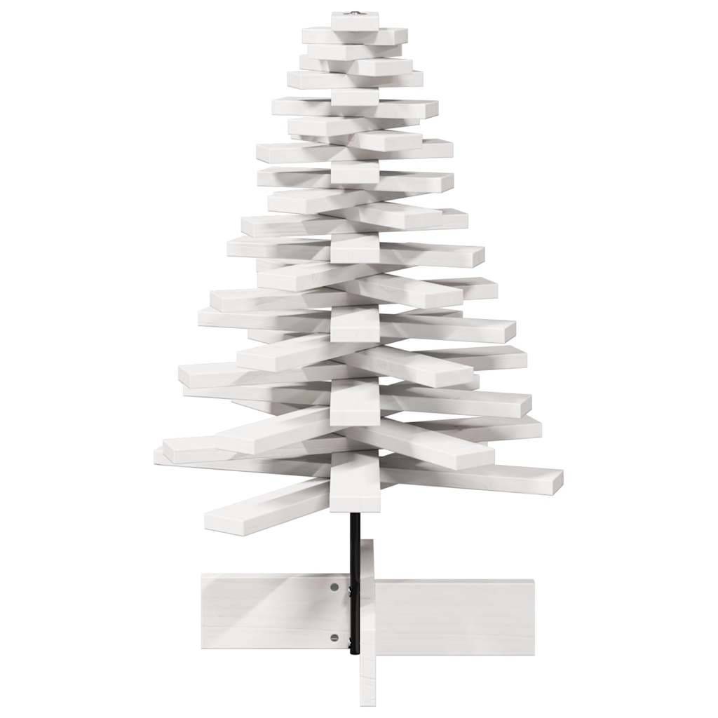 Sapin de Noël en bois massif de pin rotatif pour décoration 80 cm Blanc – ComfortXL Outdoor Living - Image 4