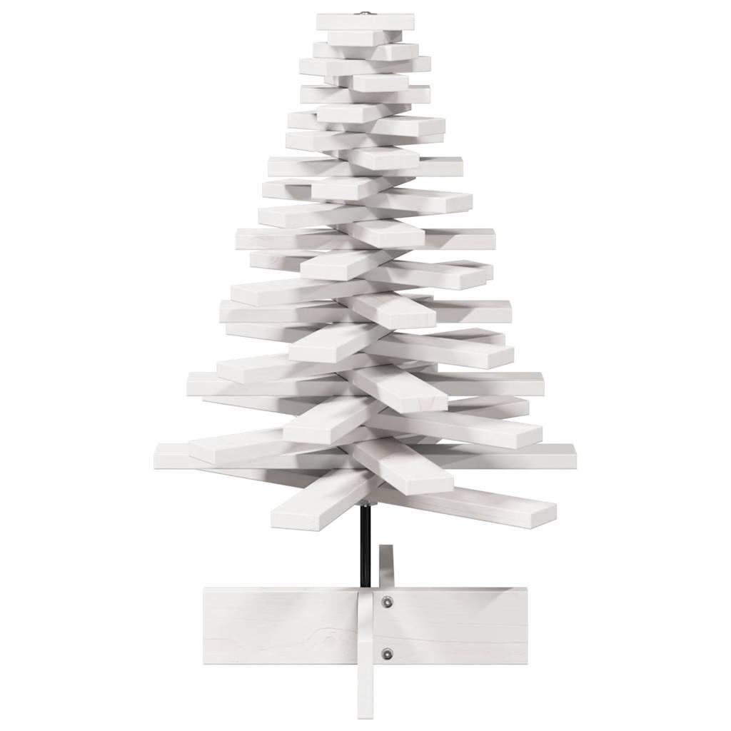 Sapin de Noël en bois massif de pin rotatif pour décoration 80 cm Blanc – ComfortXL Outdoor Living - Image 3
