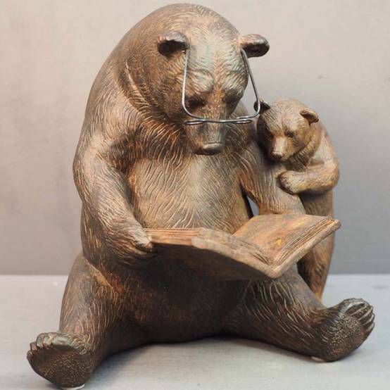 Décoration ours résine marron 18x16x20cm - Image 1