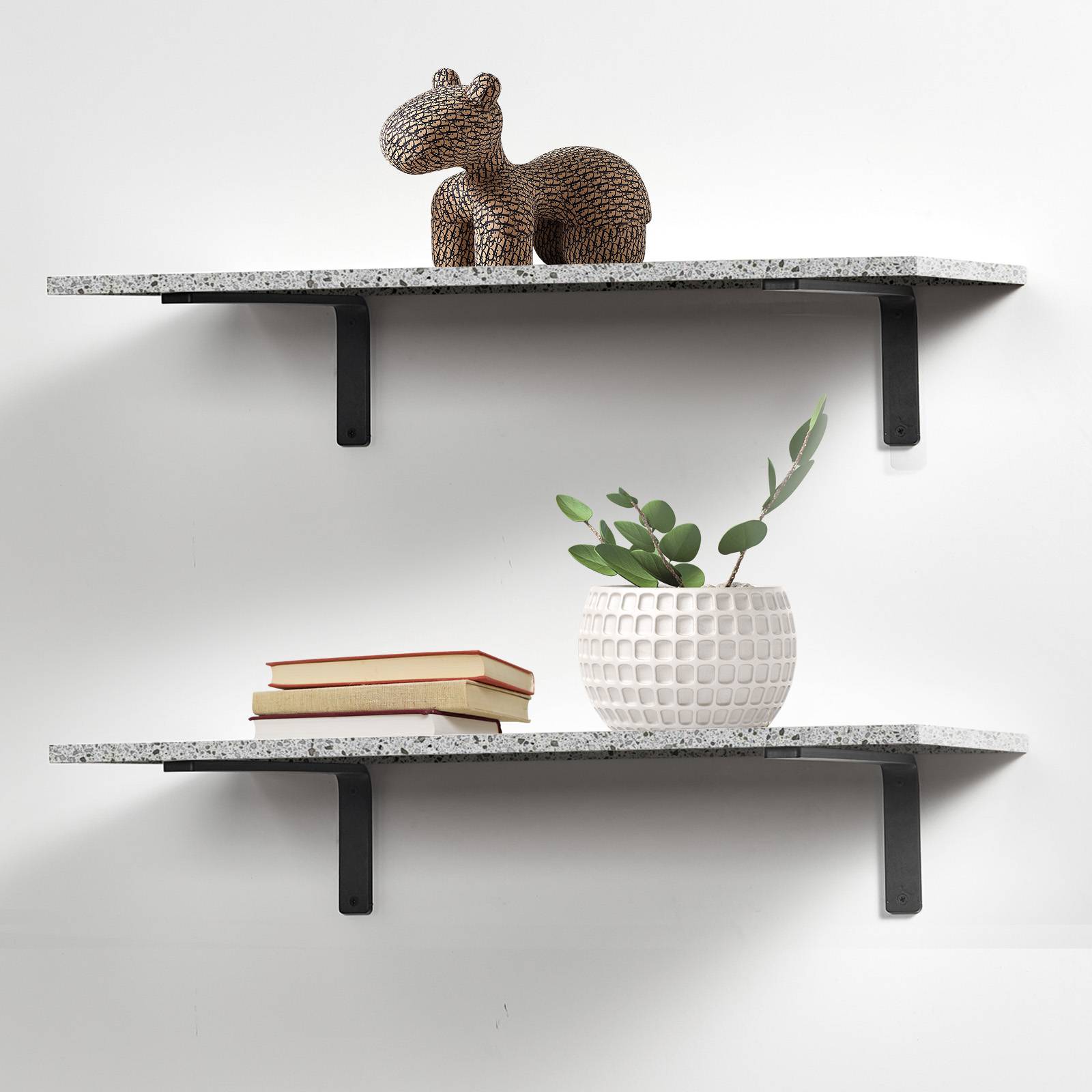 VEVOR Équerres étagères, 410x155 mm, 4 pièces, noir mat, acier, charge 72,6 kg. - Image 8