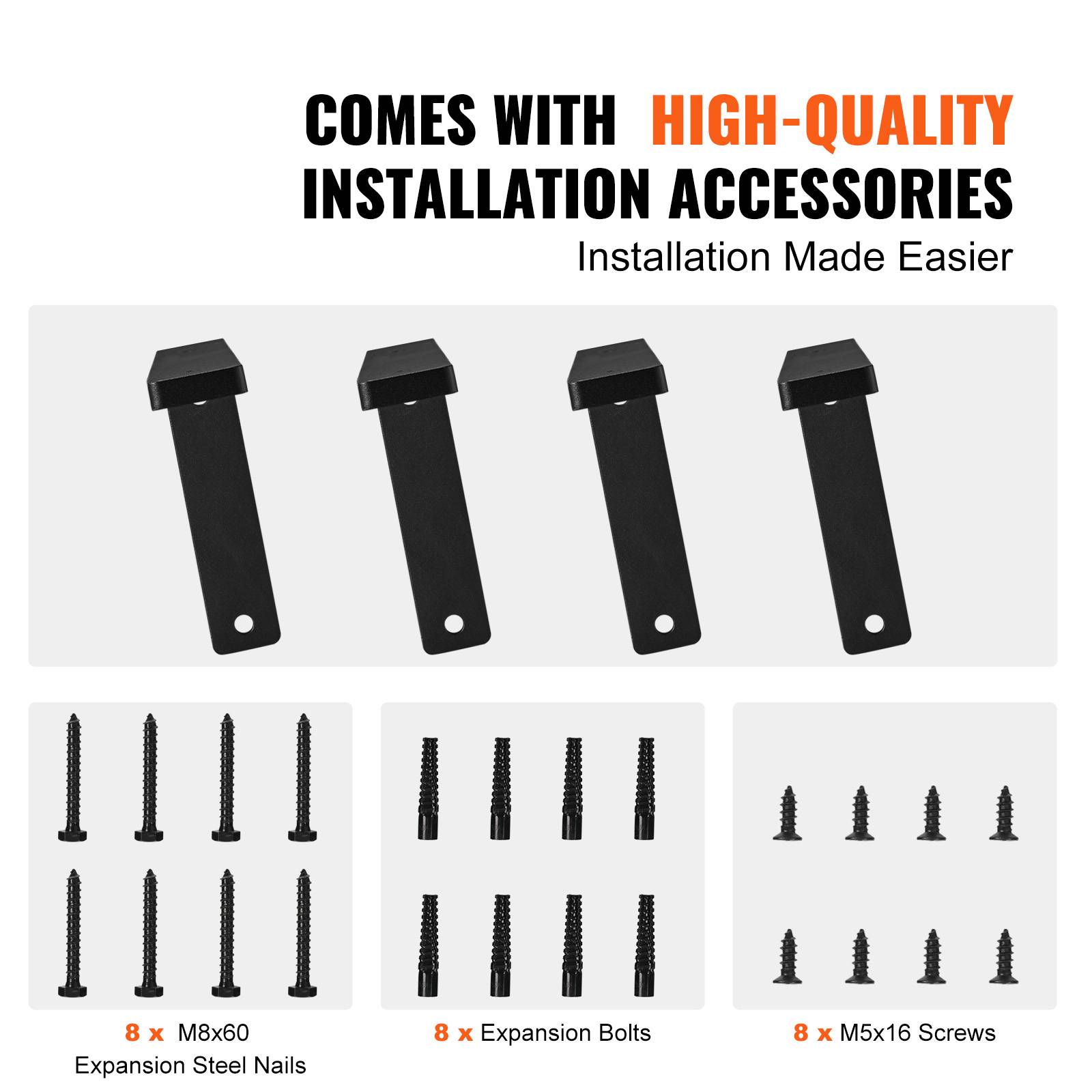 VEVOR Équerres étagères, 410x155 mm, 4 pièces, noir mat, acier, charge 72,6 kg. - Image 6
