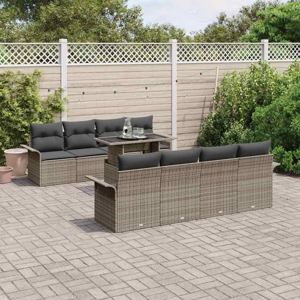 Salon de jardin 8 places 9 pièces polyrotin Gris modulable pour jardin – ComfortXL Outdoor Living - Image 1