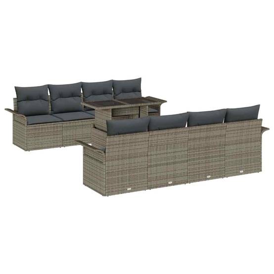 Salon de jardin 8 places 9 pièces polyrotin Gris modulable pour jardin – ComfortXL Outdoor Living - Image 2