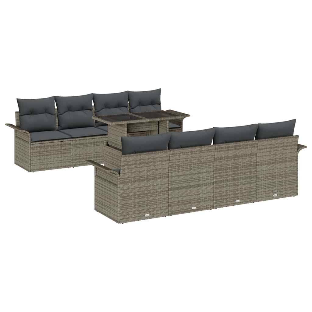 Salon de jardin 8 places 9 pièces polyrotin Gris modulable pour jardin – ComfortXL Outdoor Living - Image 2