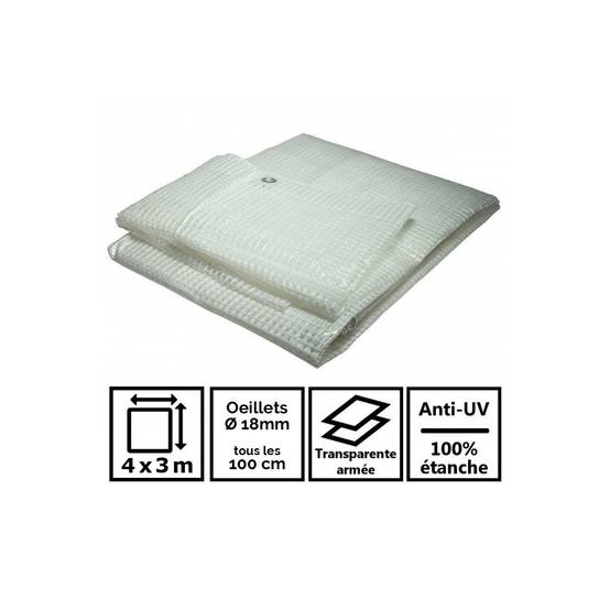 Bâche de jardin 4 x 3 m Armée transparente en polyéthylène 170g/m² - Image 2