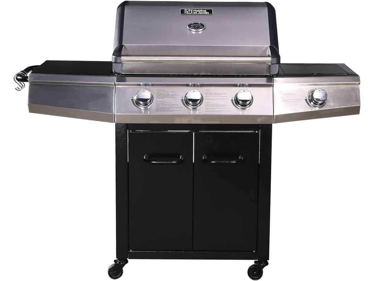 Barbecue Gaz "bingo 4" - 4 Brûleurs Dont 1 Latéral - 14kw + Housse Protection - Noir -habitat Et Jardin - Image 2