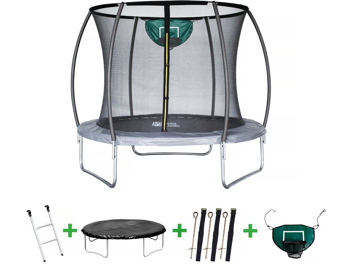 Trampoline Prestige "jumper" 2,44 M Et Panier Basket -habitat Et Jardin - Image 1