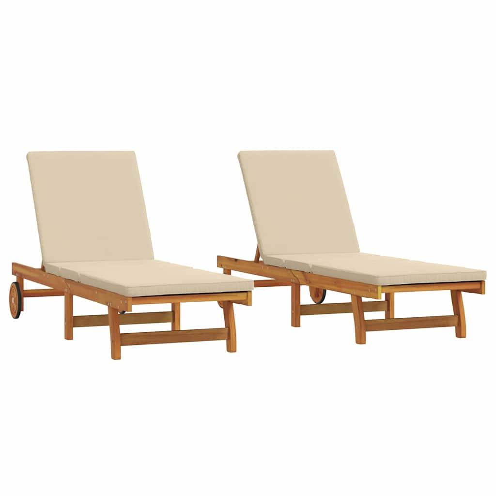 Vidaxl - Transat 2-personne 2 pcs Marron Bois d'Acacia Massif vidaXL 3325196 - Image 2